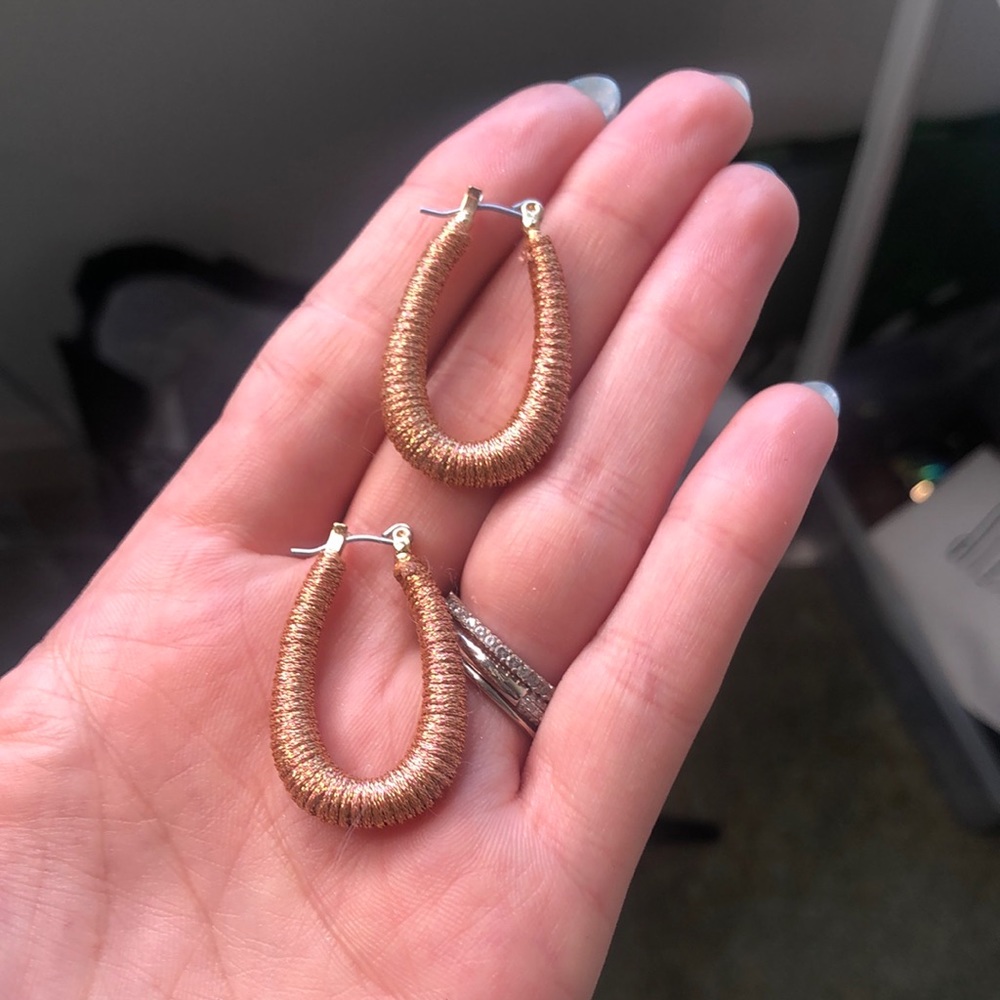 Rose Gold thread earrings